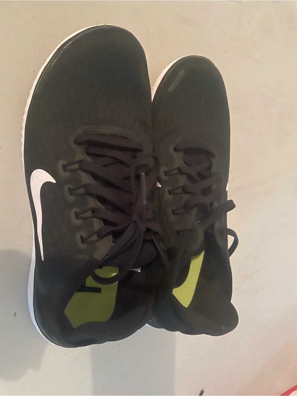 Nike women’s  Black Athletic Shoes with White Swoosh and Lime Insole